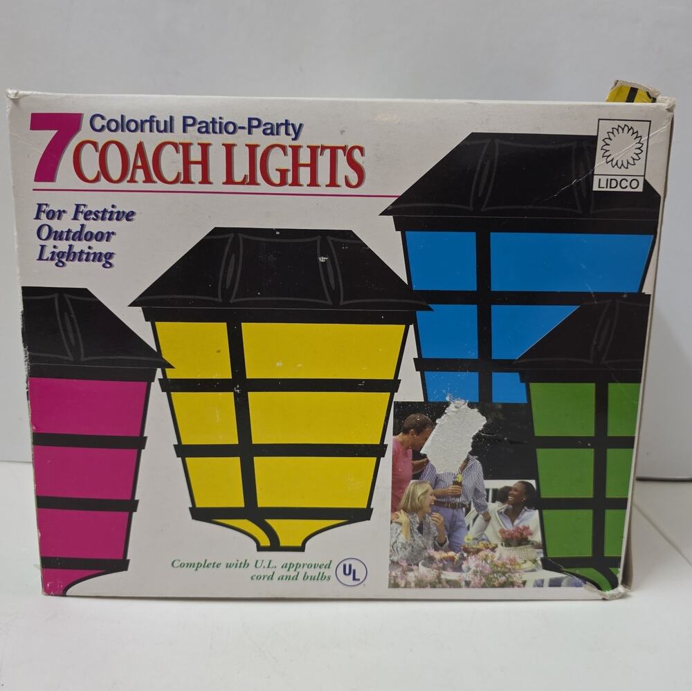 Vintage Set of 7 Coach Lamp String Lights Patio Outdoor RV Deck,Lidco L-1040 ..